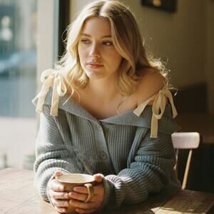 Hayden Los Angeles Gray Off Shoulder Cardigan With Shoulder Ties Size 1x NWT